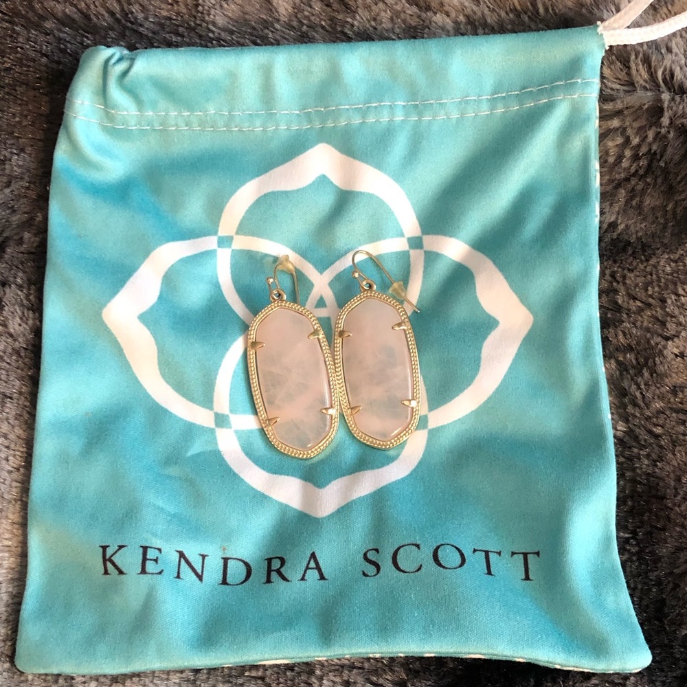 Gold & Rose Quartz Kendra Scott Eartings